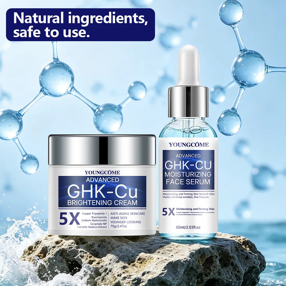 Creme e Sérum com Peptídeo de Cobre GHK-Cu – Duo Firmador e Hidratante.