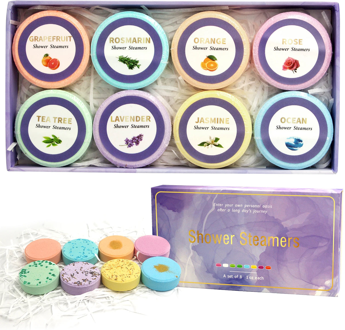 Aromatherapy Shower Steamers – 8-Piece Home Spa Collection