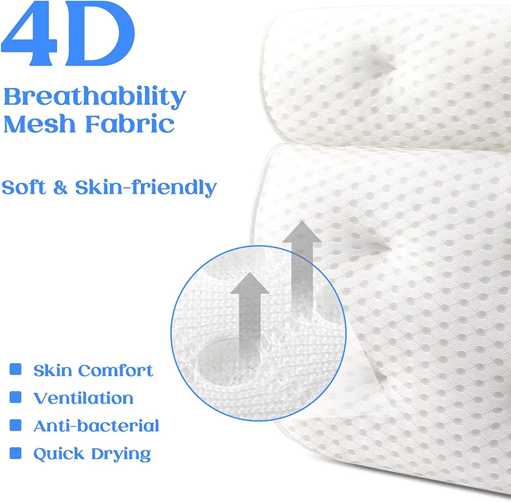 Luxury Bath Pillow – Ergonomic Neck & Back Support