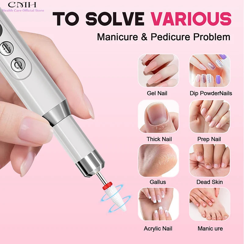 Cordless Electric Nail Drill – 12-Piece Manicure & Pedicure Tool