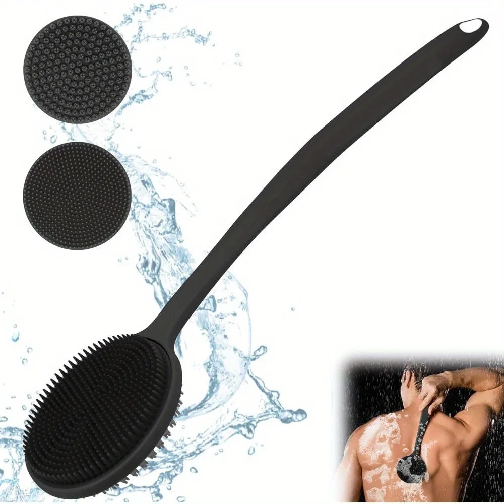 Long Handle Silicone Body Brush – Dual-Sided Cleansing & Exfoliating Tool