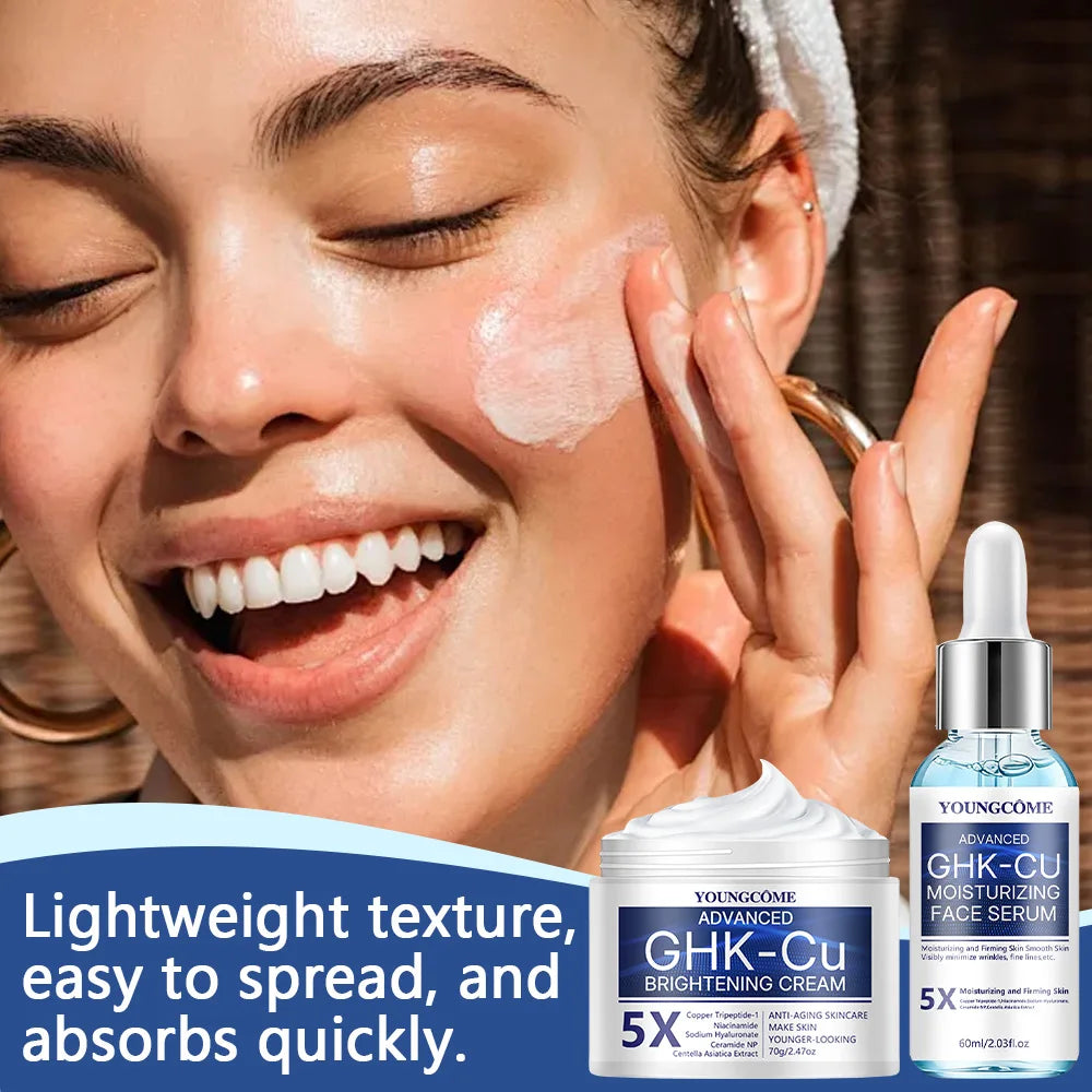 Creme e Sérum com Peptídeo de Cobre GHK-Cu – Duo Firmador e Hidratante.