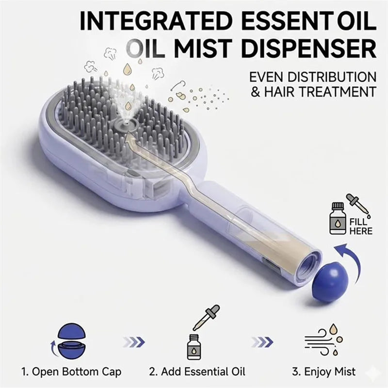 3-in-1 Scalp Massage Brush – Rechargeable Mist Hair Comb