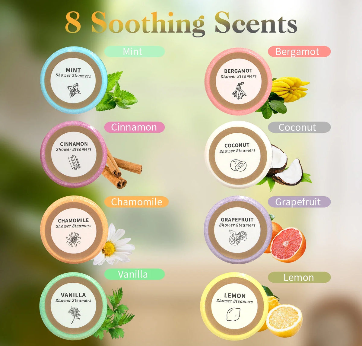 Aromatherapy Shower Steamers – 8-Piece Home Spa Collection