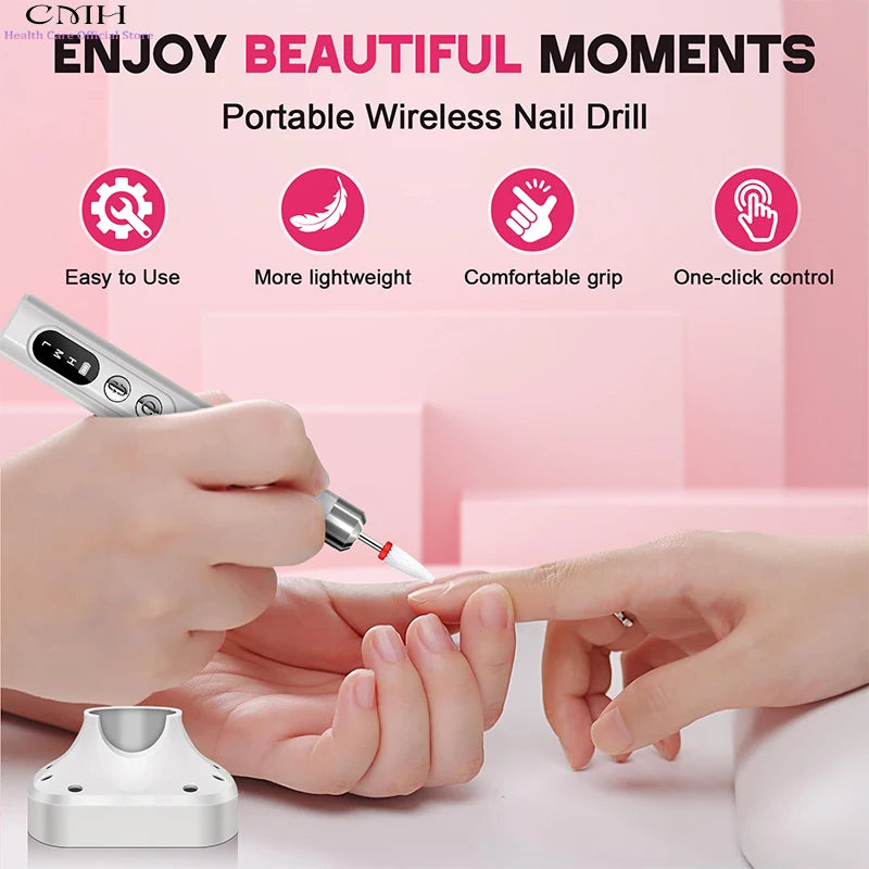 Cordless Electric Nail Drill – 12-Piece Manicure & Pedicure Tool