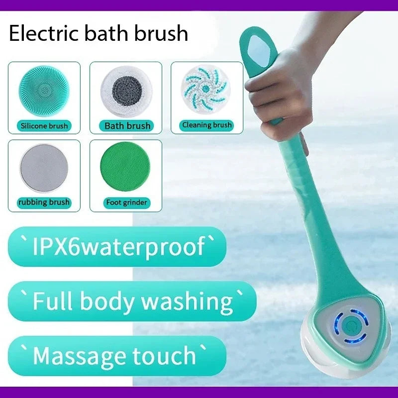 Electric Body Cleansing Brush – 5-in-1 Waterproof Shower Tool