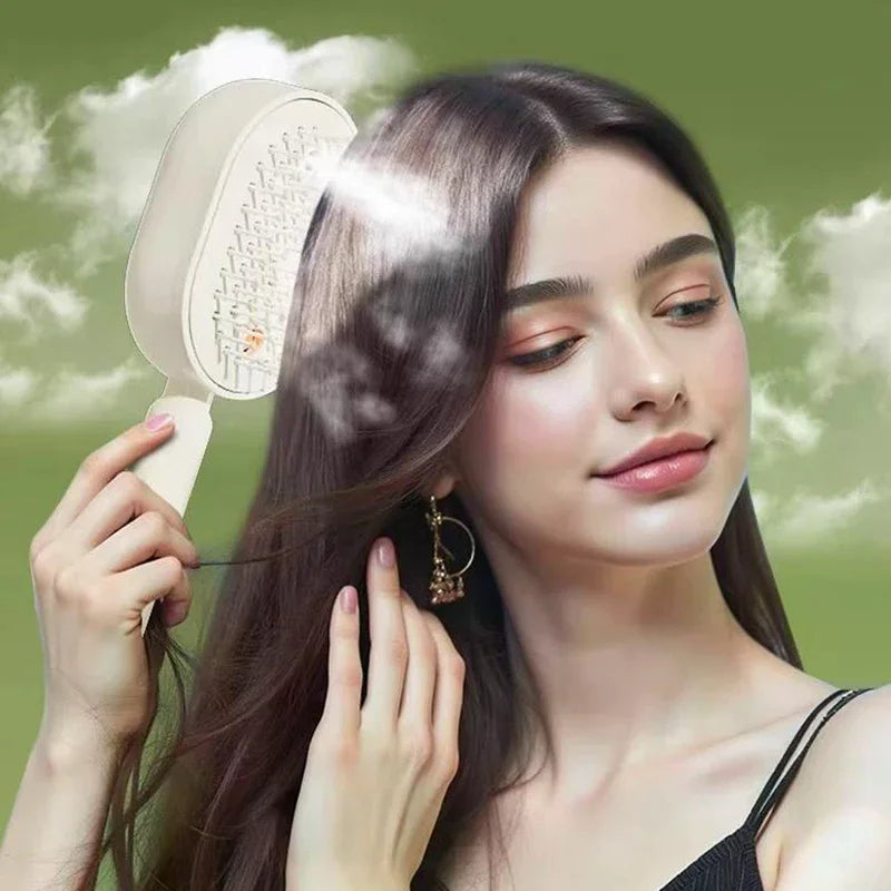 3-in-1 Scalp Massage Brush – Rechargeable Mist Hair Comb
